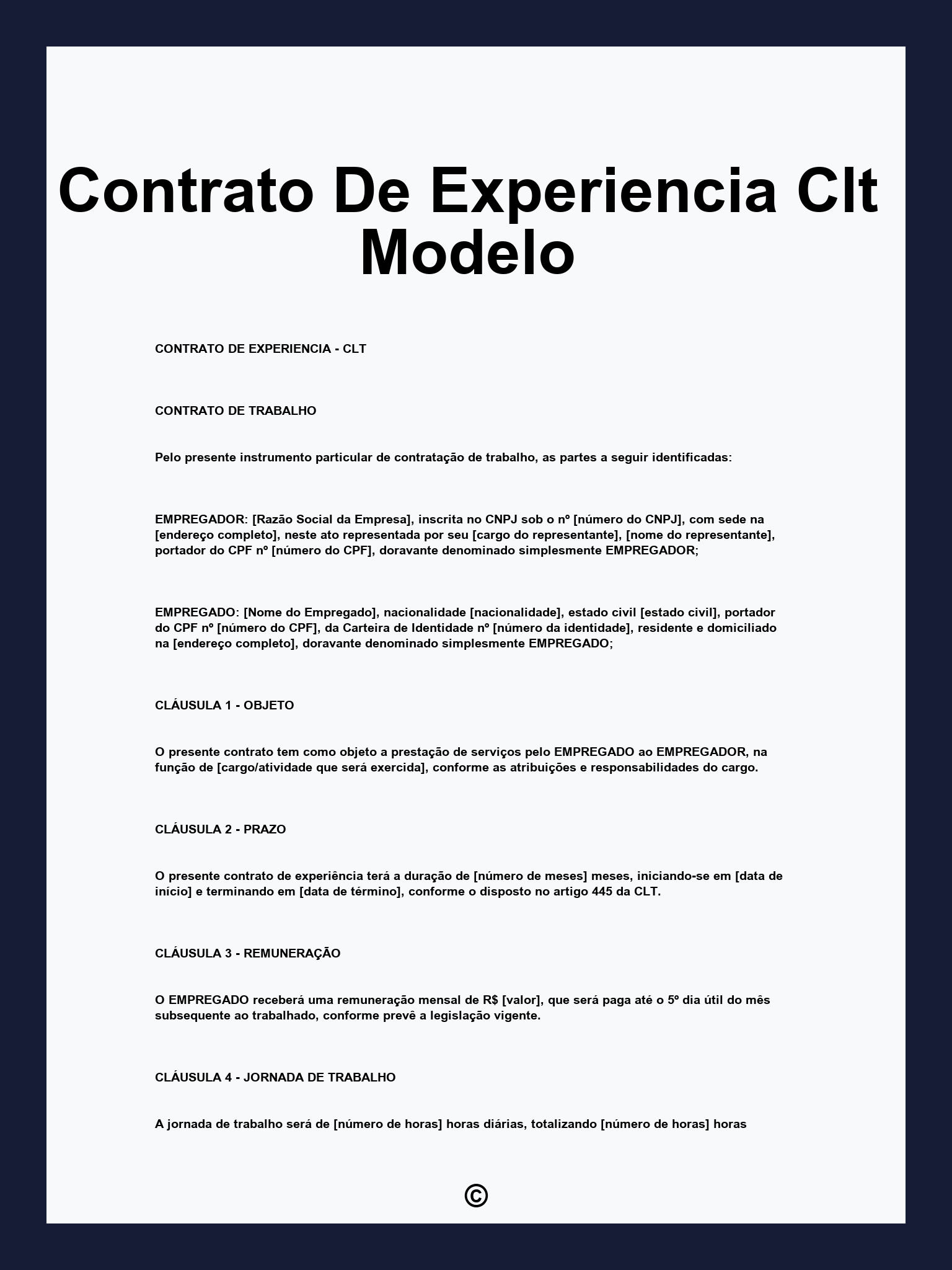Contrato De Experiencia Clt Modelo