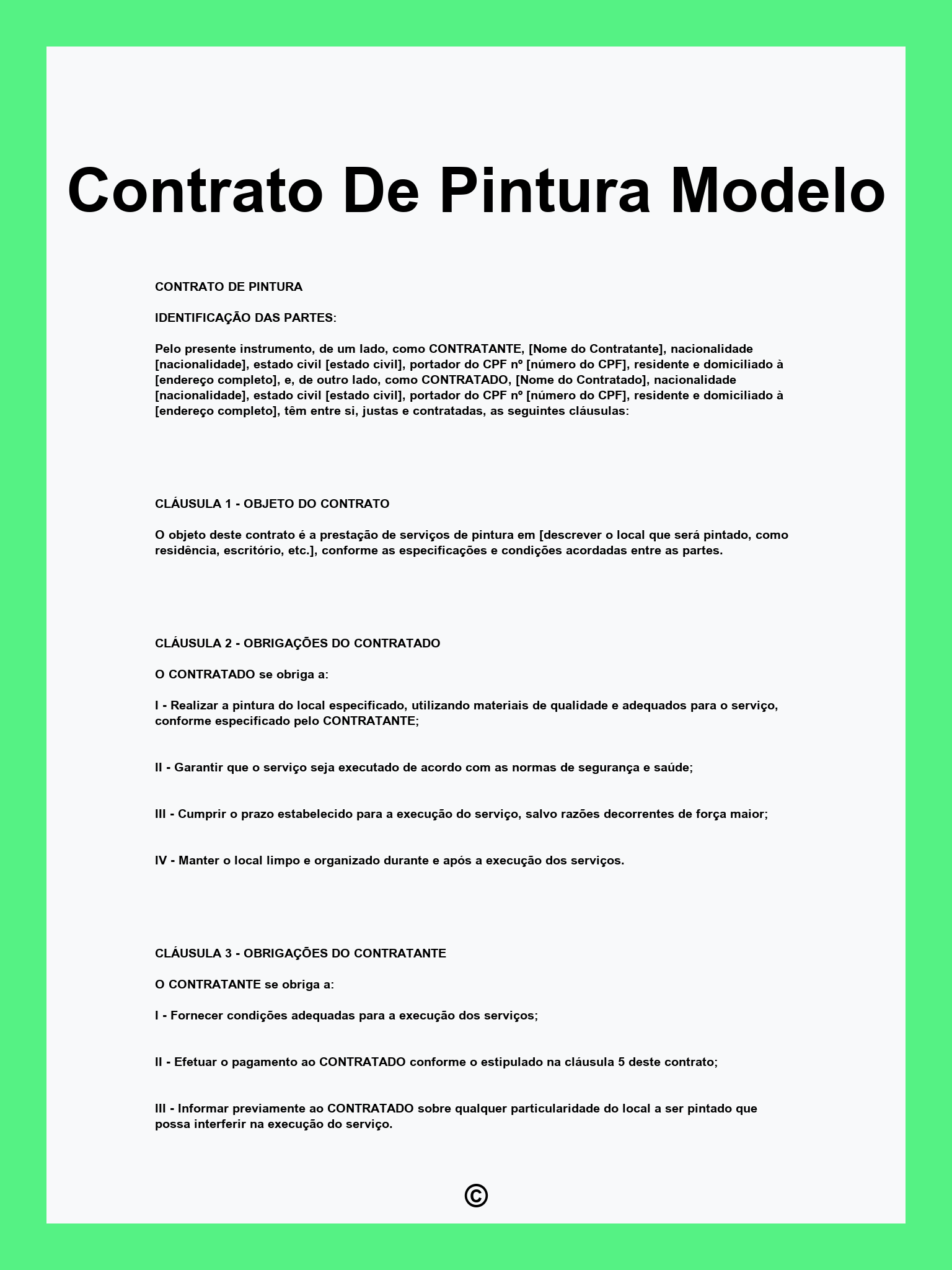 Contrato De Pintura Modelo