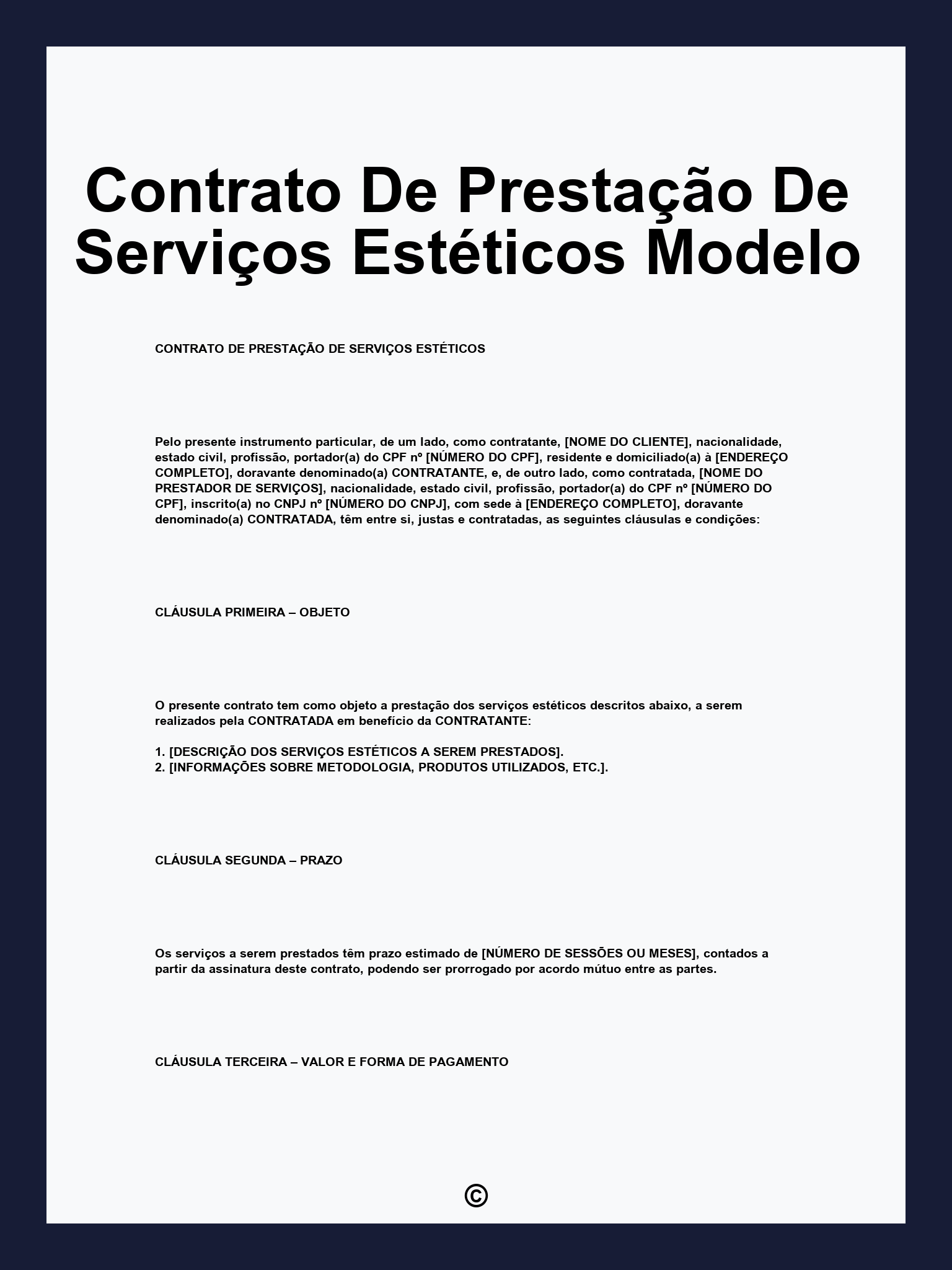 Contrato De Prestação De Serviços Estéticos Modelo