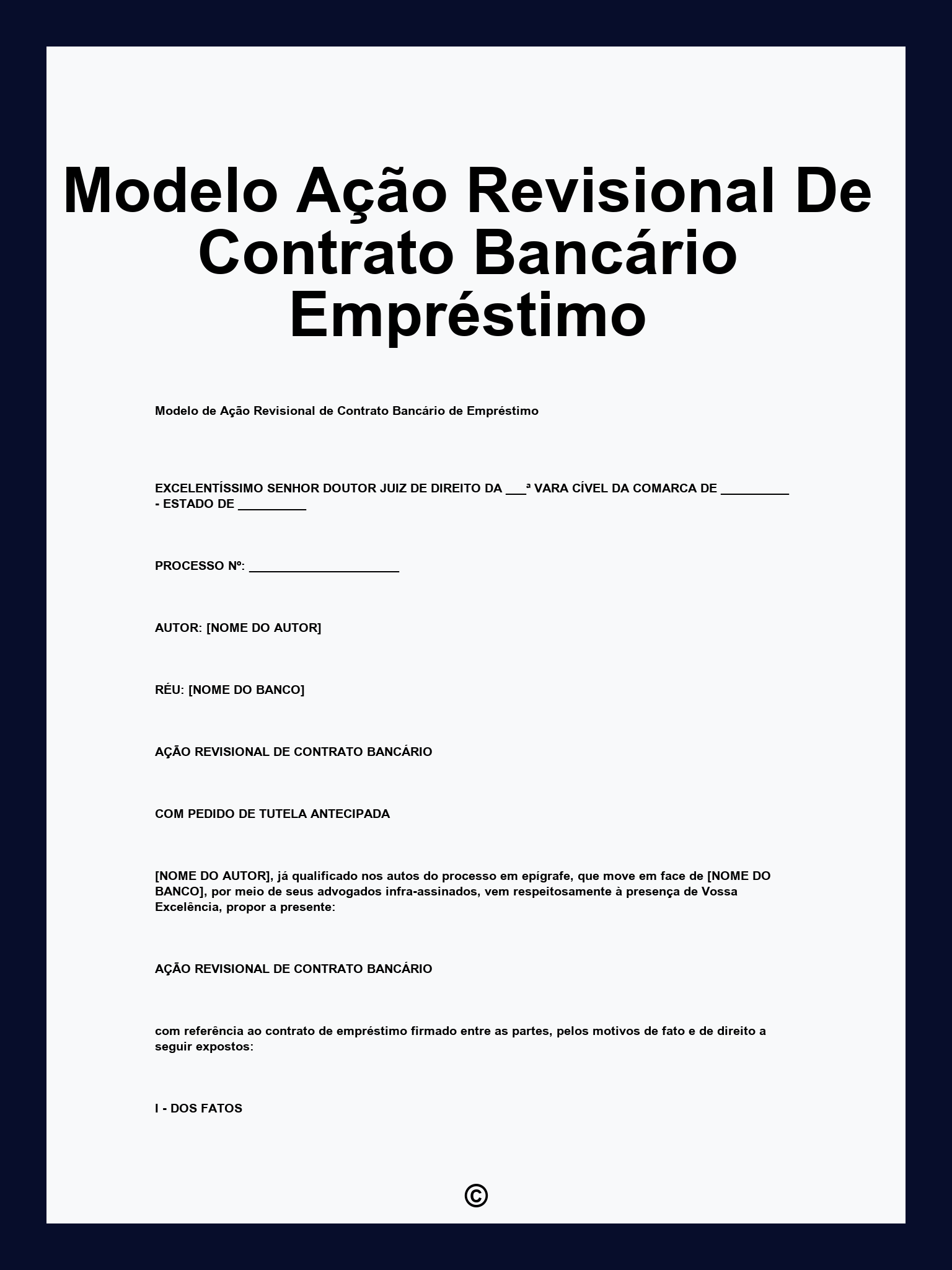 Modelo Ação Revisional De Contrato Bancário Empréstimo