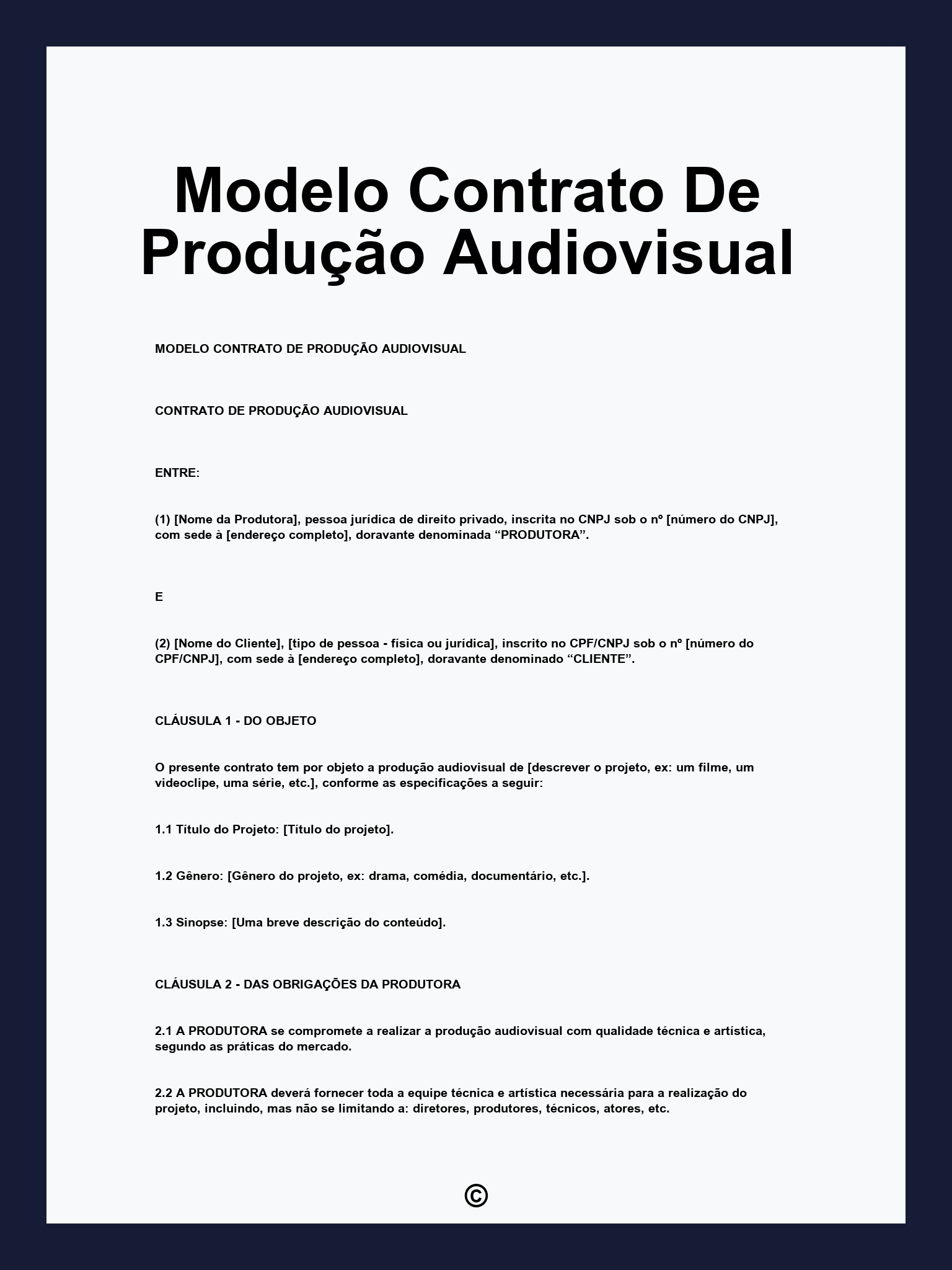 Modelo Contrato De Produção Audiovisual