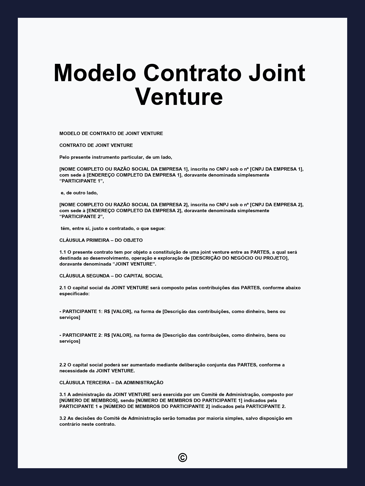 Modelo Contrato Joint Venture