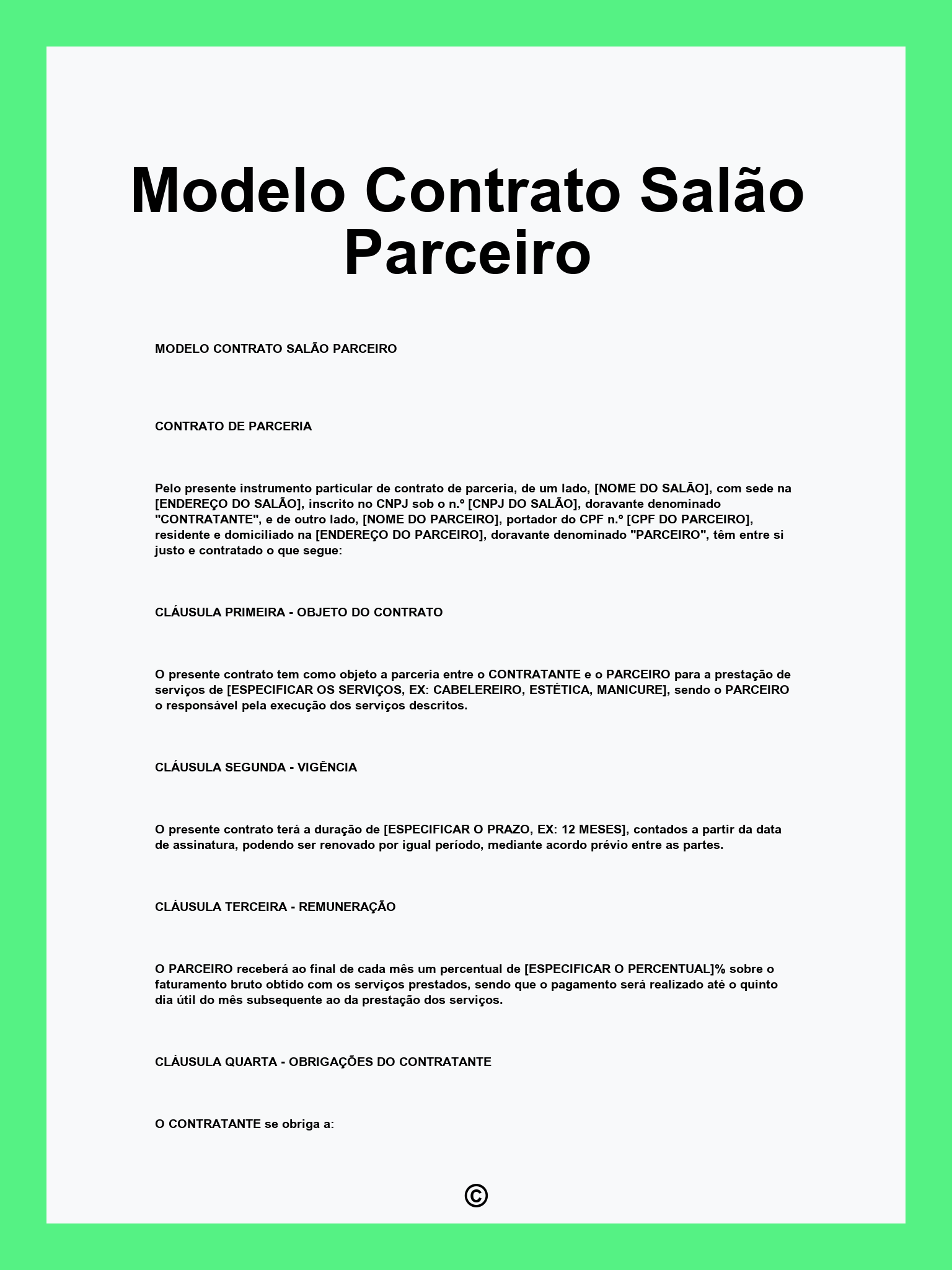 Modelo Contrato Salão Parceiro