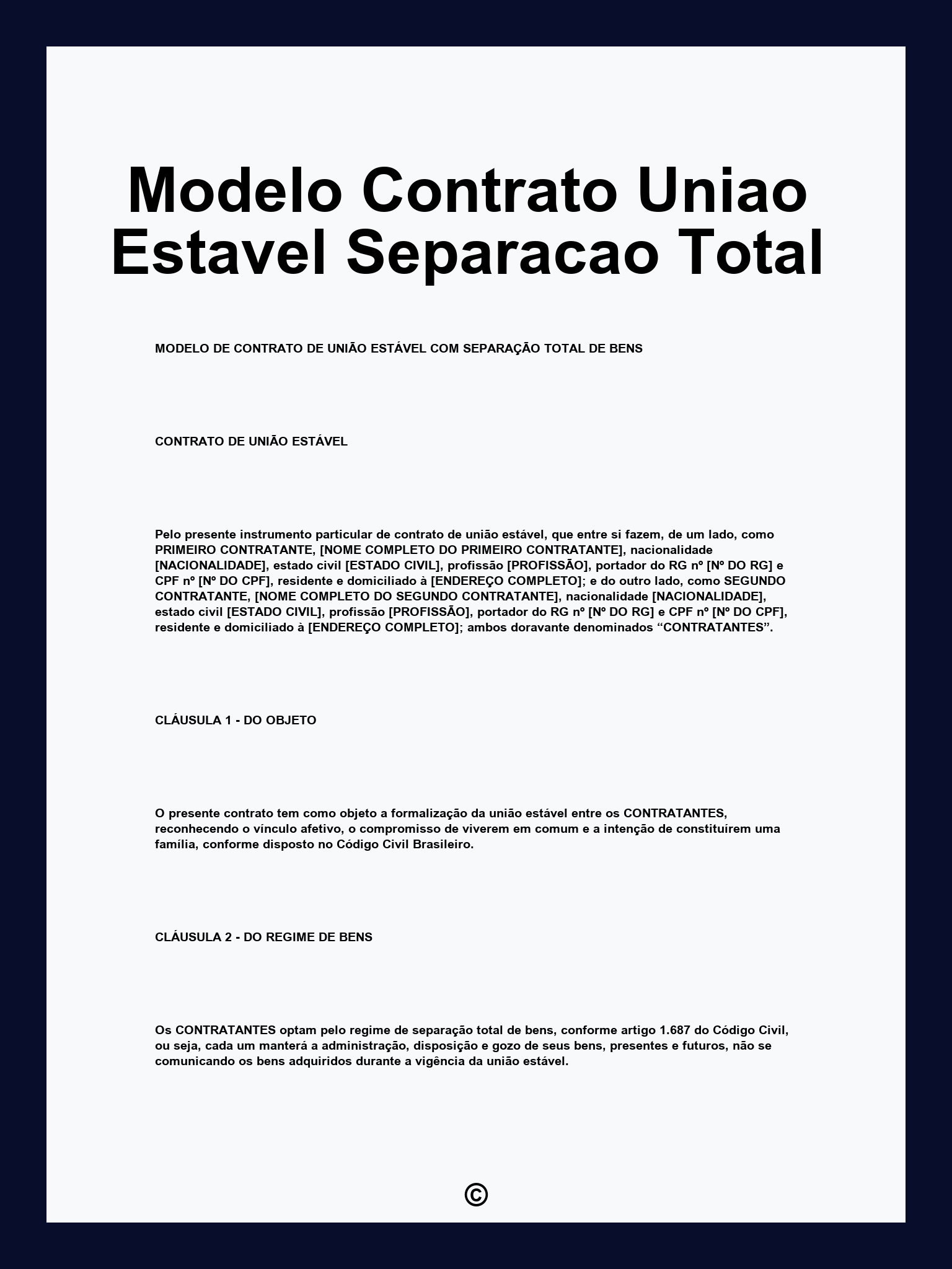 Modelo Contrato Uniao Estavel Separacao Total