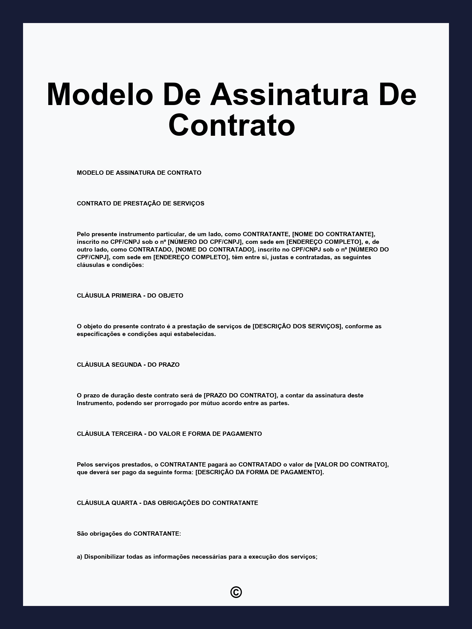 Modelo De Assinatura De Contrato