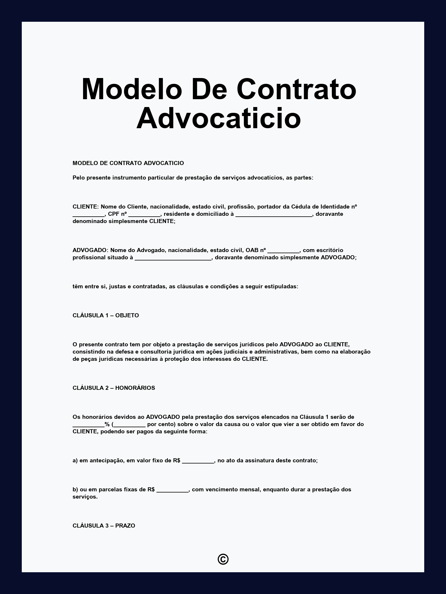 Modelo De Contrato Advocaticio