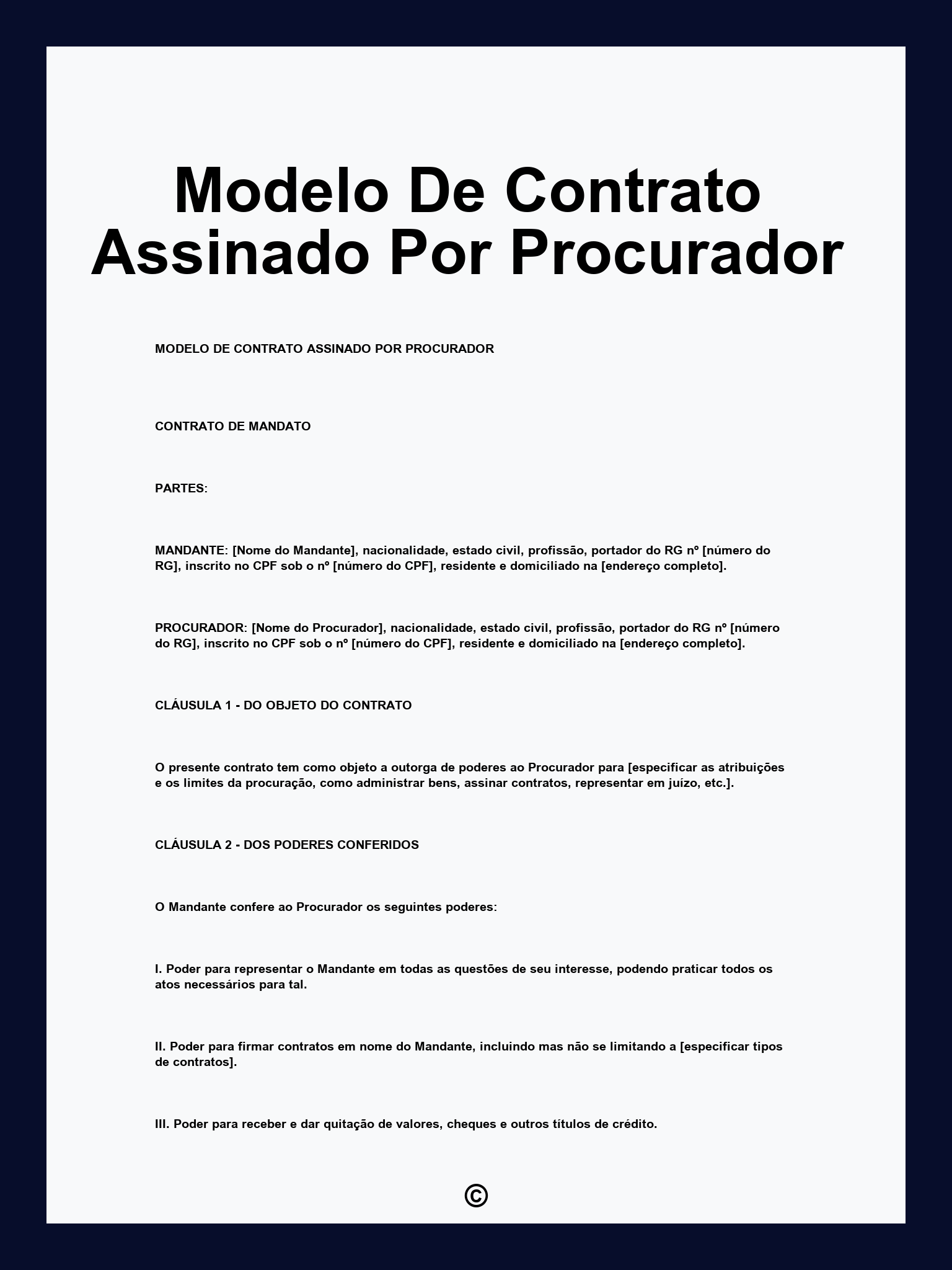 Modelo De Contrato Assinado Por Procurador