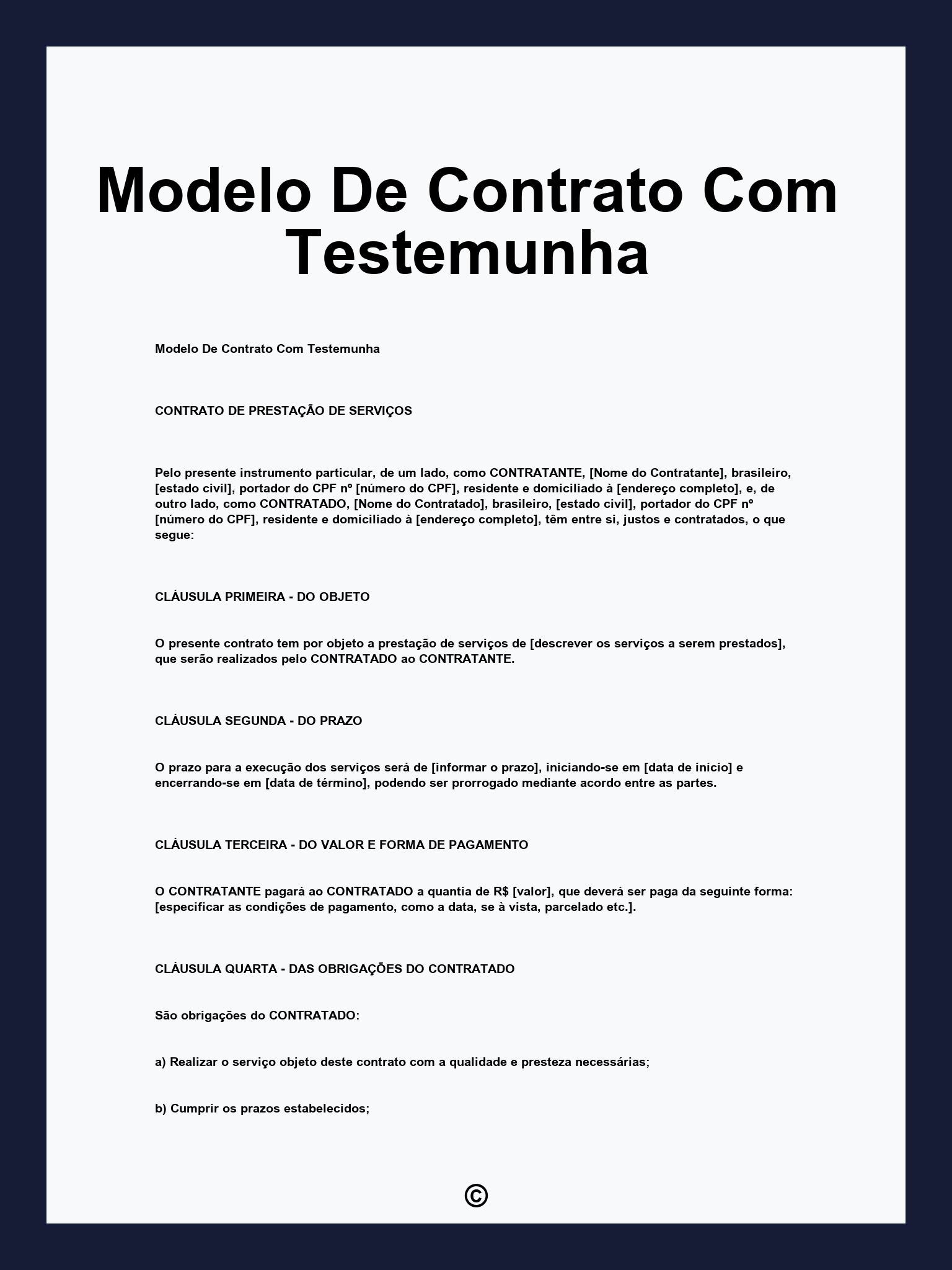 Modelo De Contrato Com Testemunha