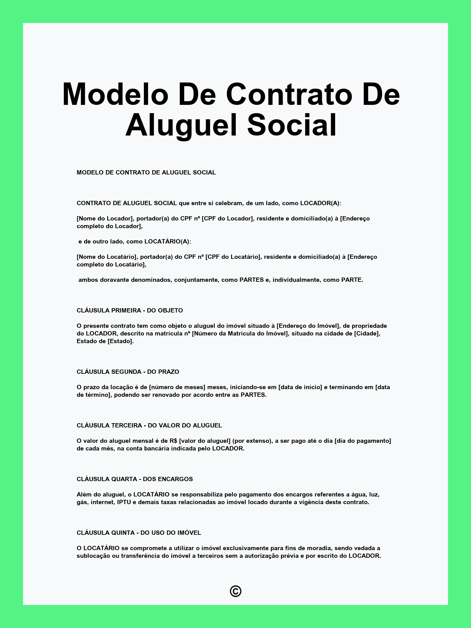 Modelo De Contrato De Aluguel Social