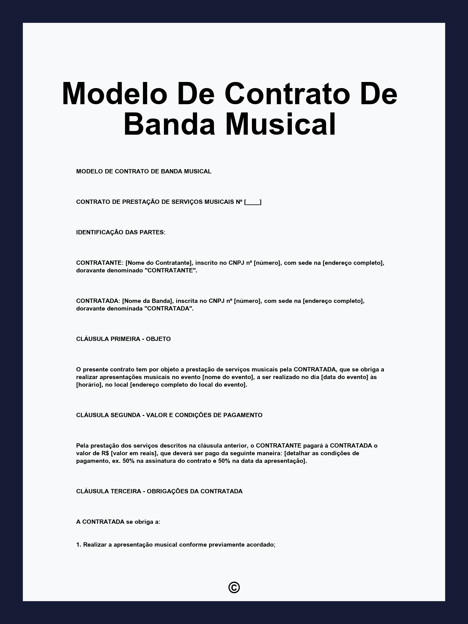 Modelo De Contrato De Banda Musical