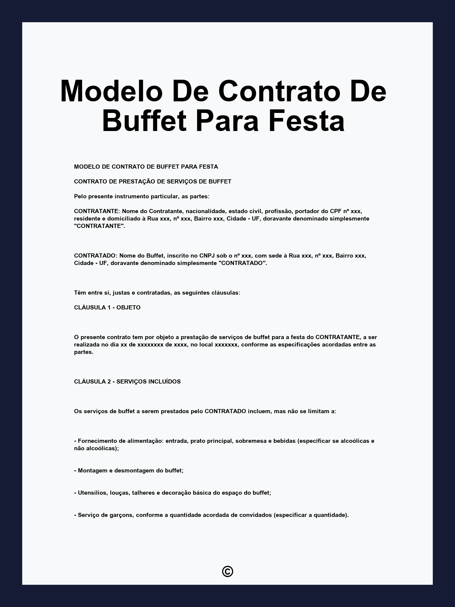 Modelo De Contrato De Buffet Para Festa