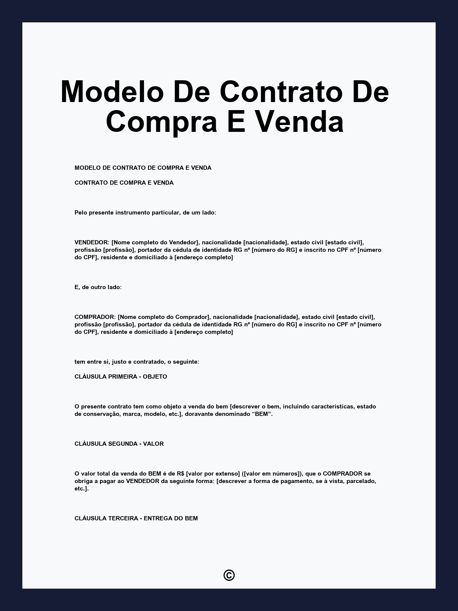 Modelo De Contrato De Compra E Venda