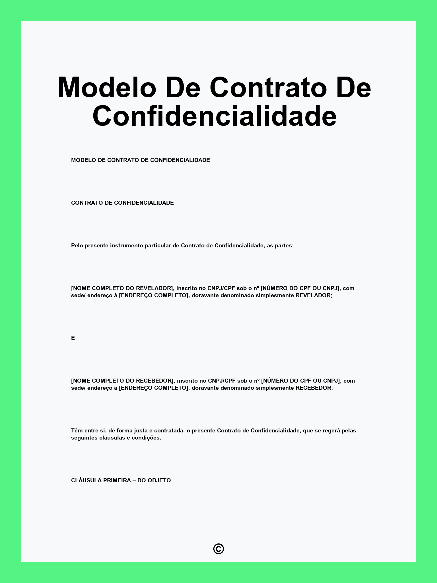 Modelo De Contrato De Confidencialidade
