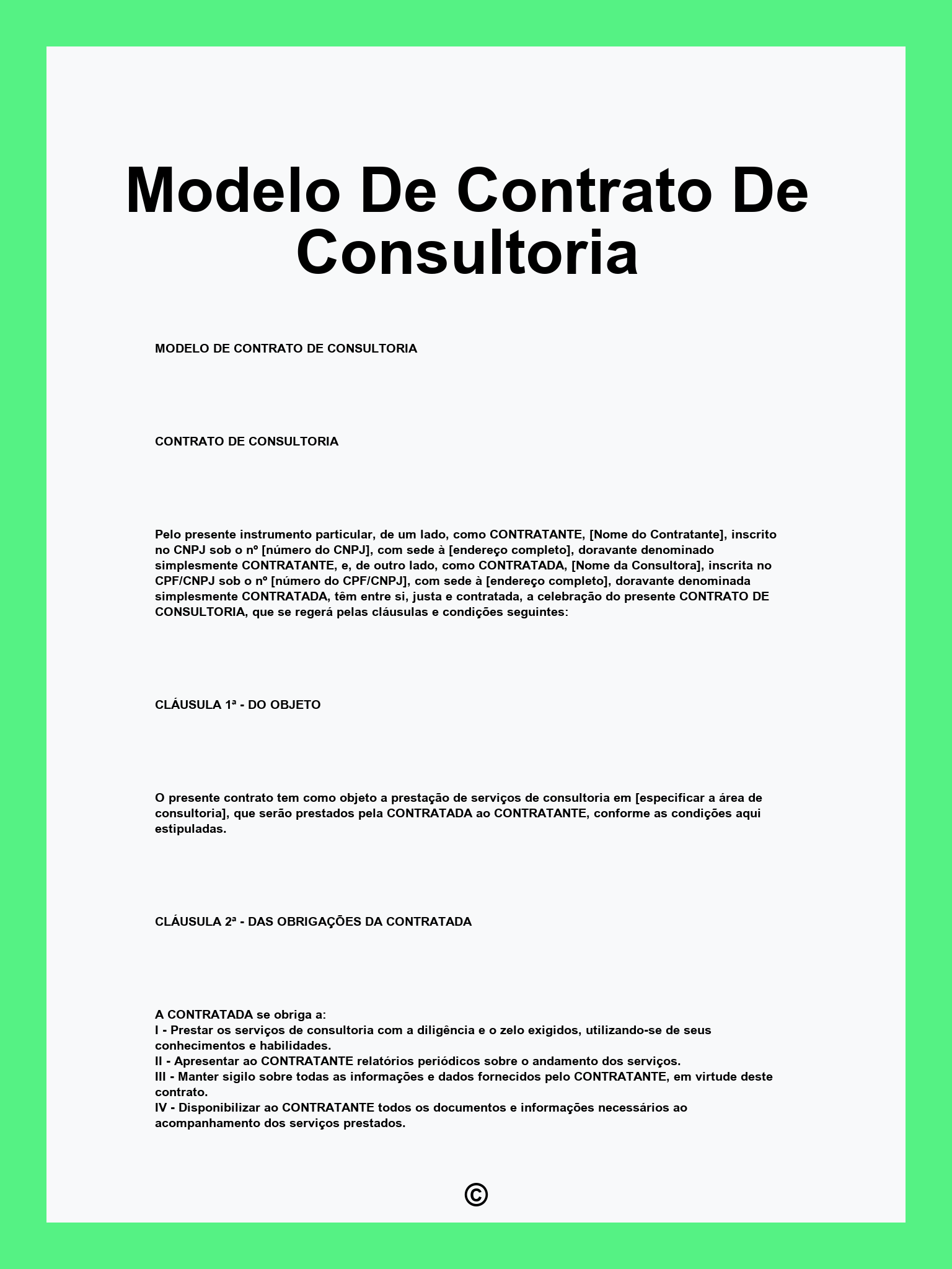 Modelo De Contrato De Consultoria