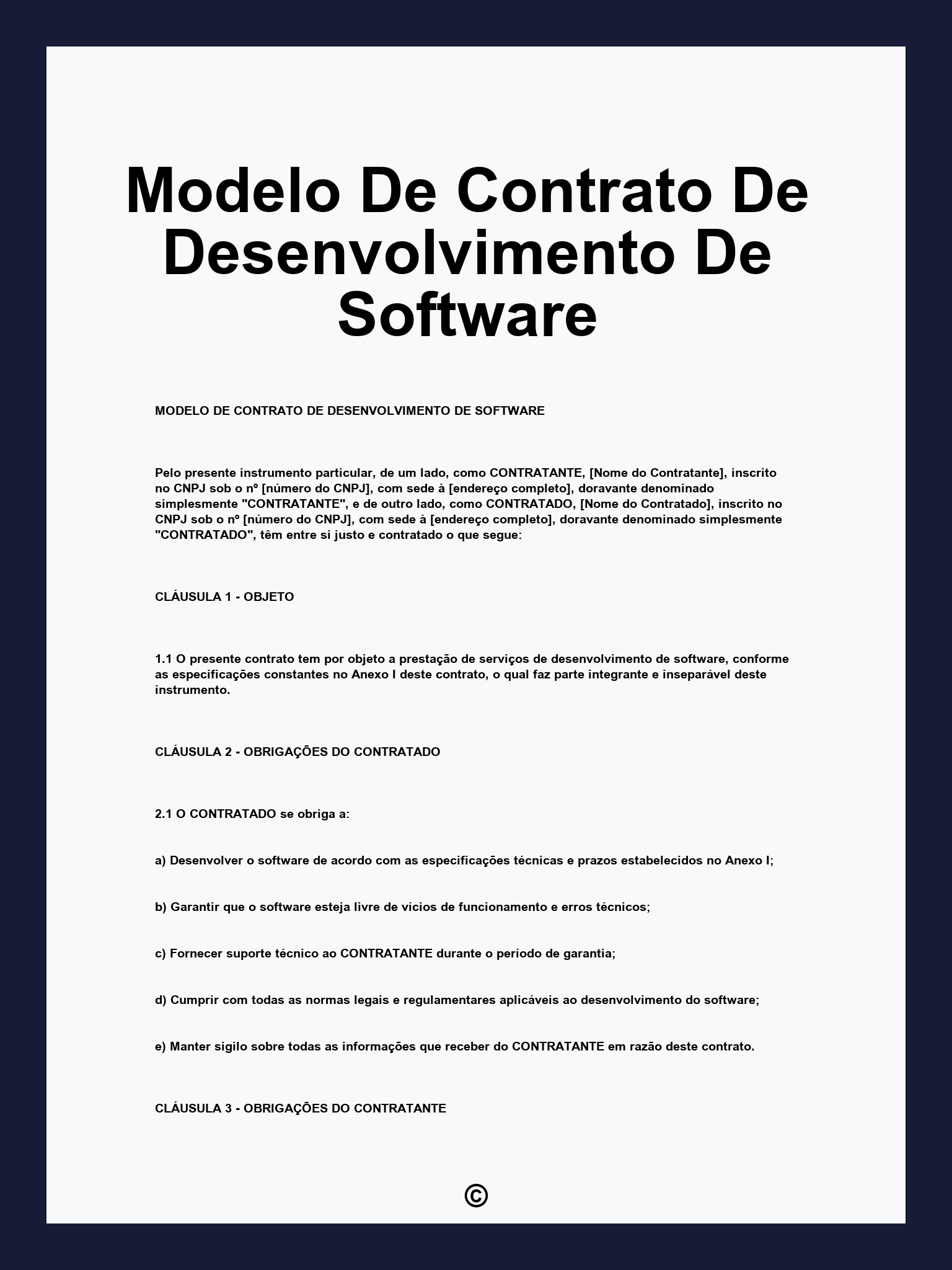 Modelo De Contrato De Desenvolvimento De Software