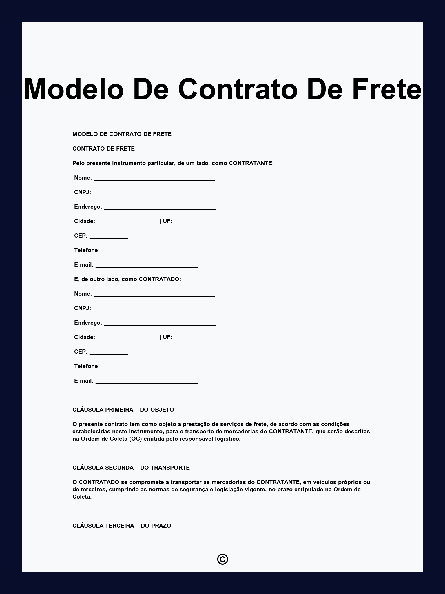 Modelo De Contrato De Frete