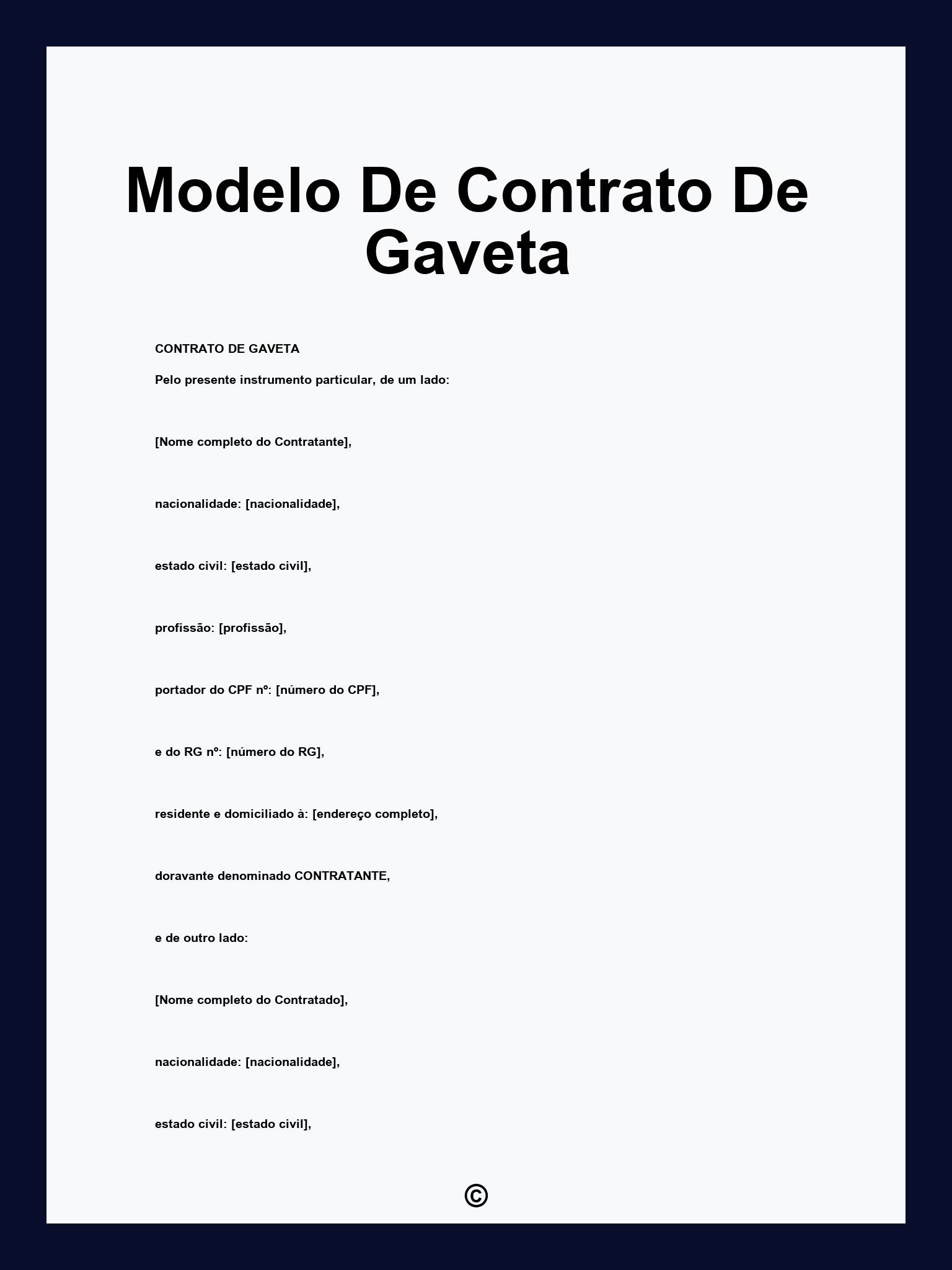 Modelo De Contrato De Gaveta