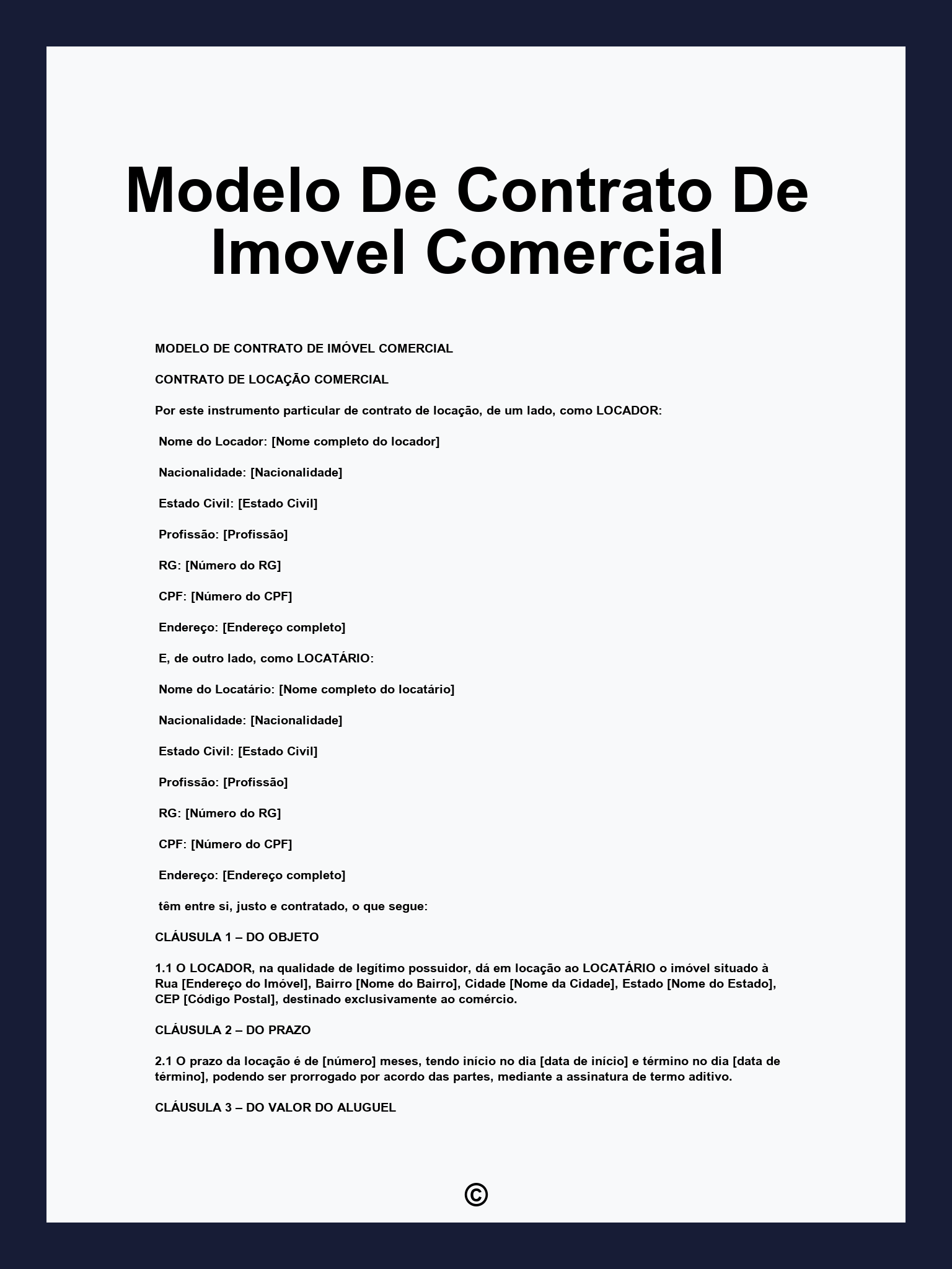 Modelo De Contrato De Imovel Comercial