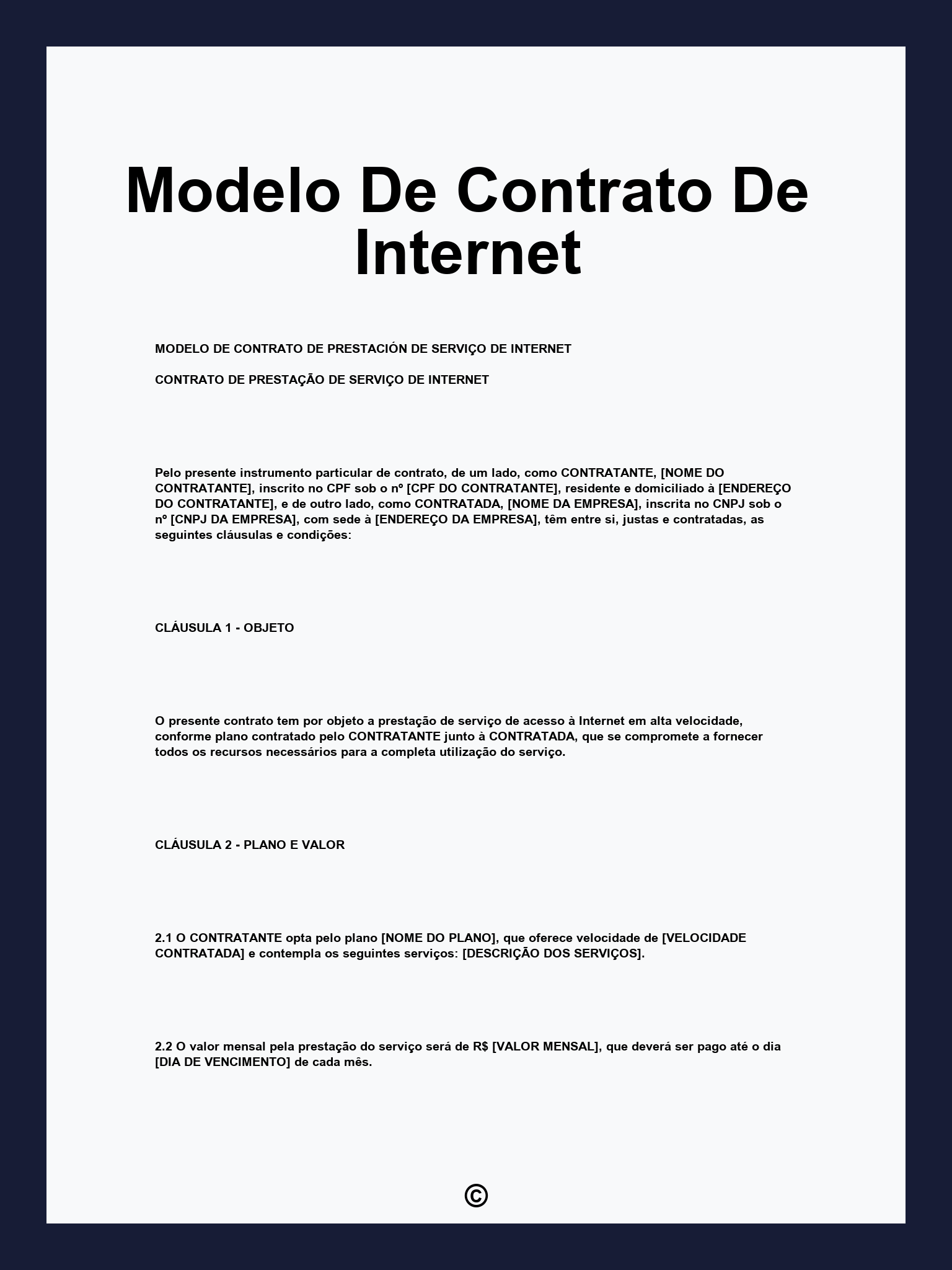 Modelo De Contrato De Internet