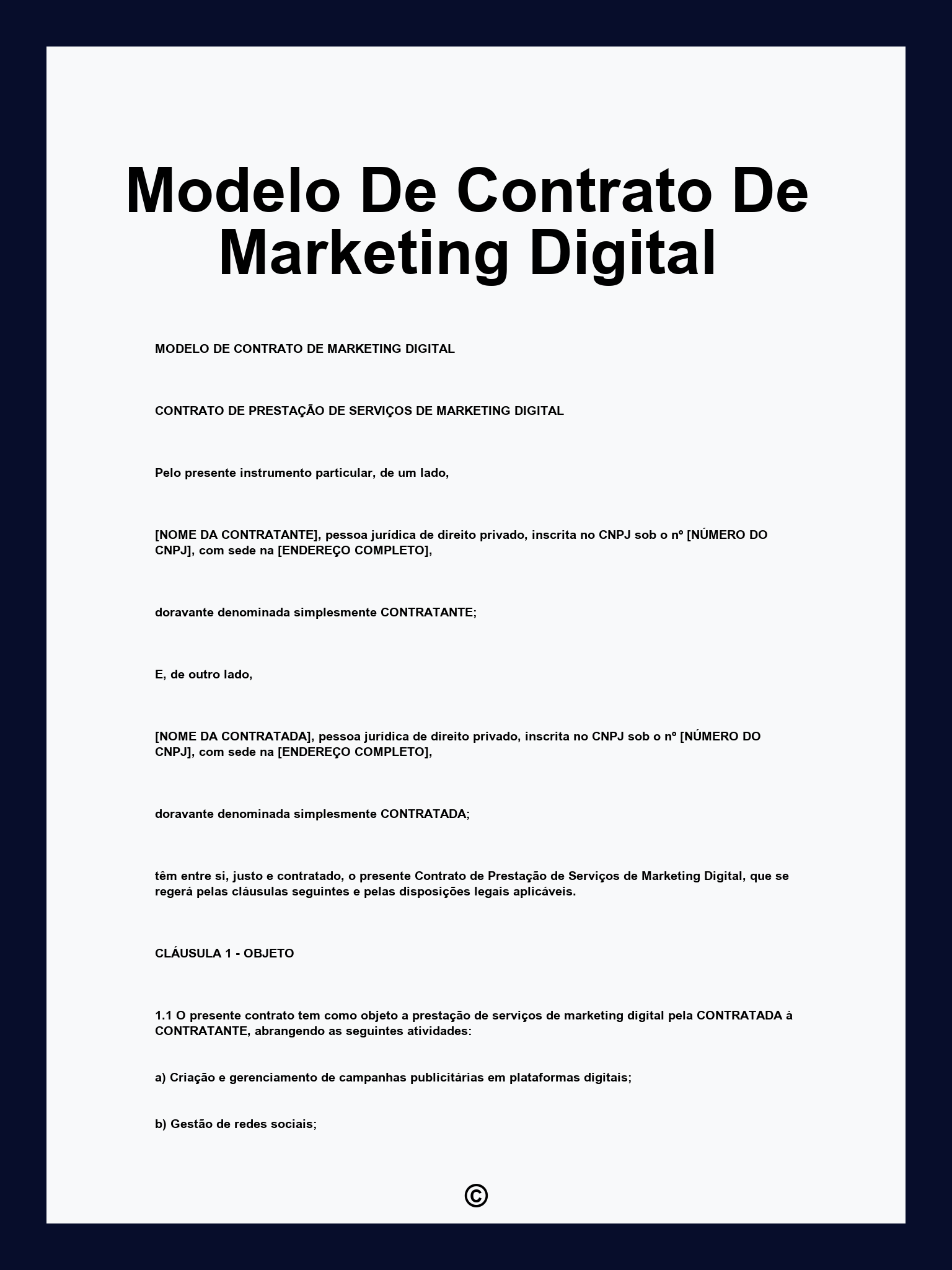 Modelo De Contrato De Marketing Digital