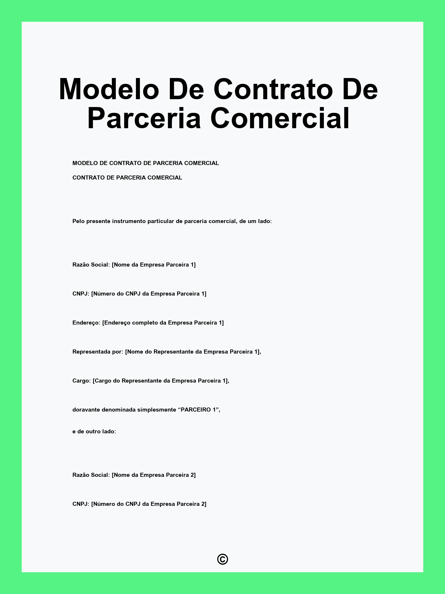 Modelo De Contrato De Parceria Comercial