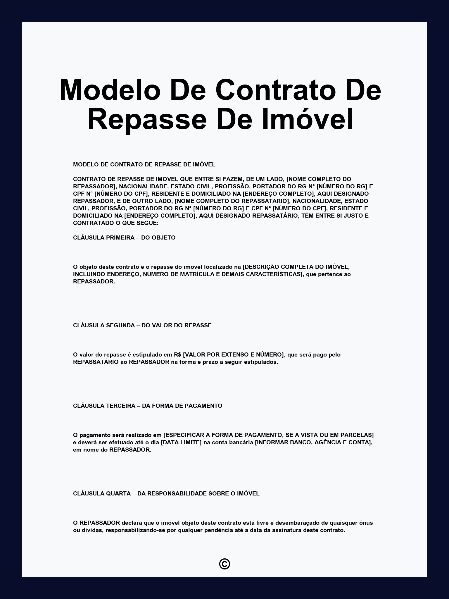 Modelo De Contrato De Repasse De Imóvel