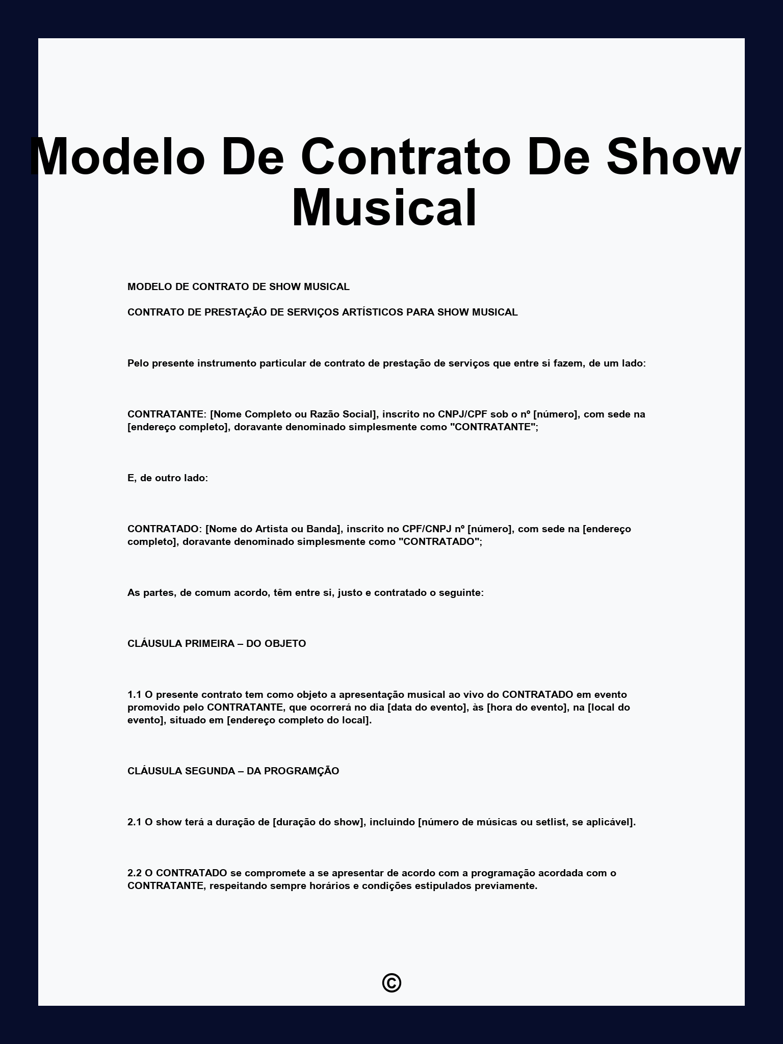 Modelo De Contrato De Show Musical