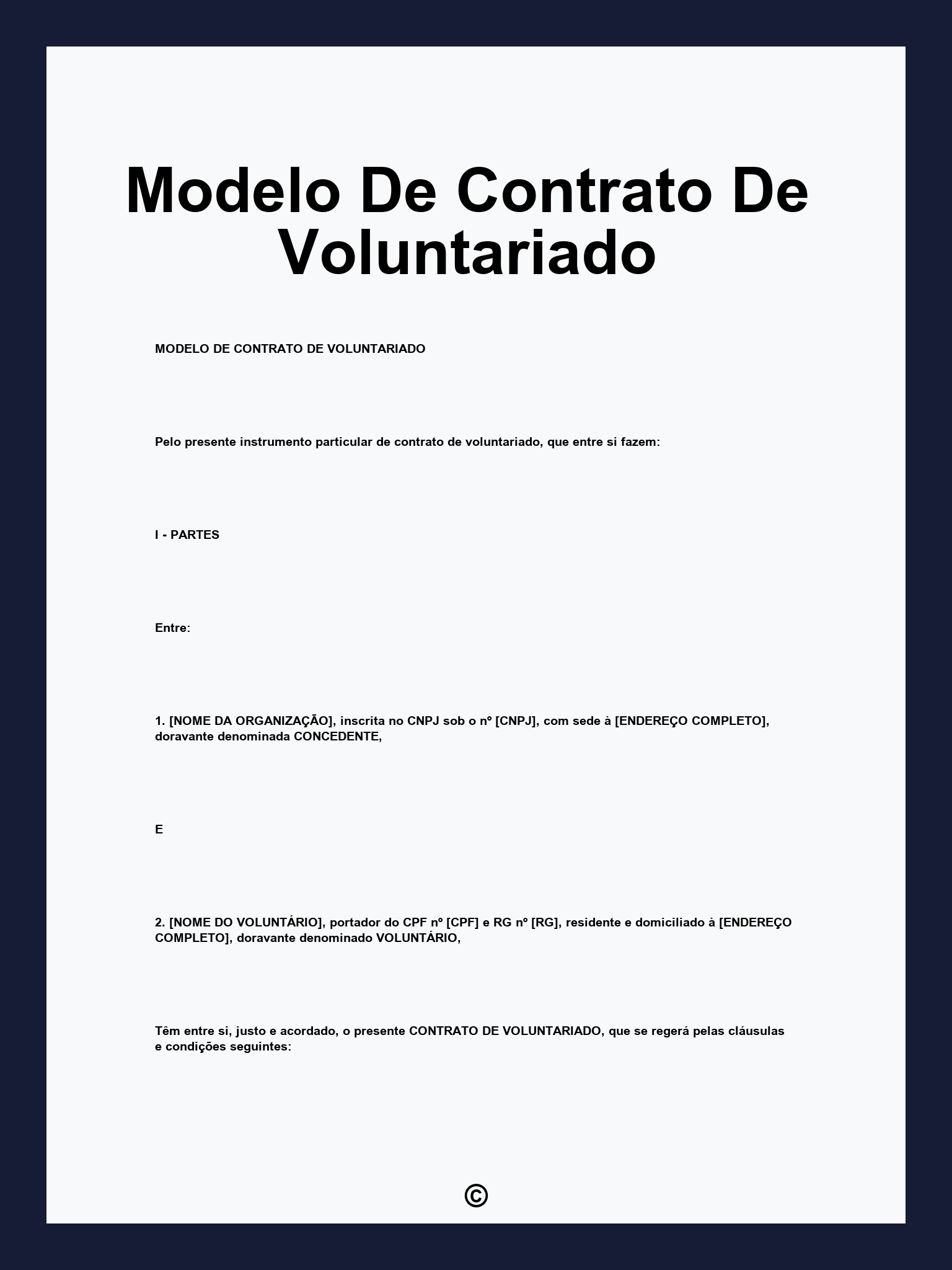 Modelo De Contrato De Voluntariado