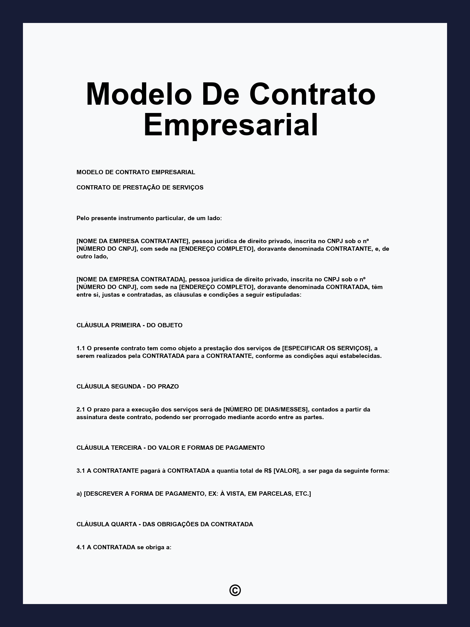 Modelo De Contrato Empresarial