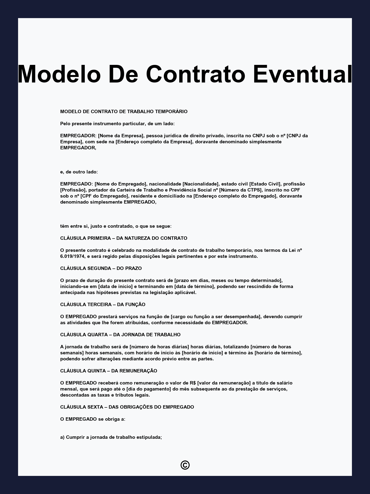 Modelo De Contrato Eventual