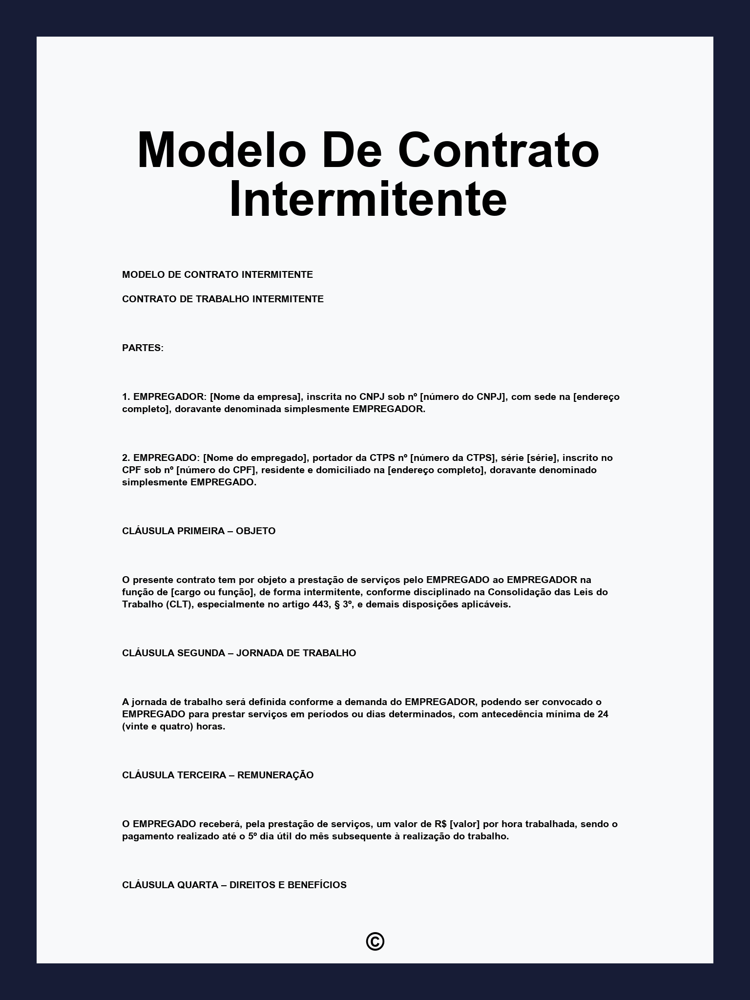 Modelo De Contrato Intermitente