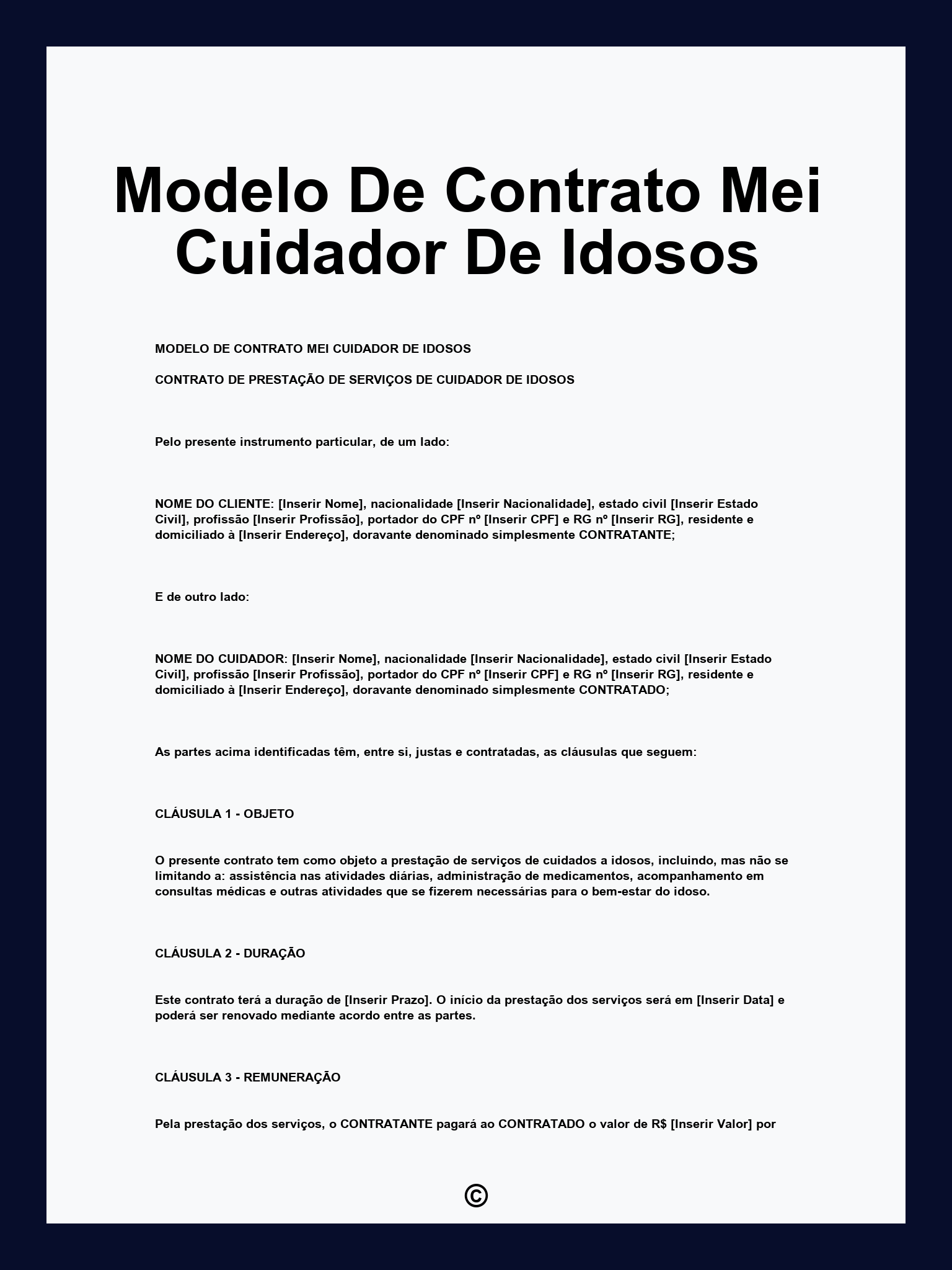 Modelo De Contrato Mei Cuidador De Idosos