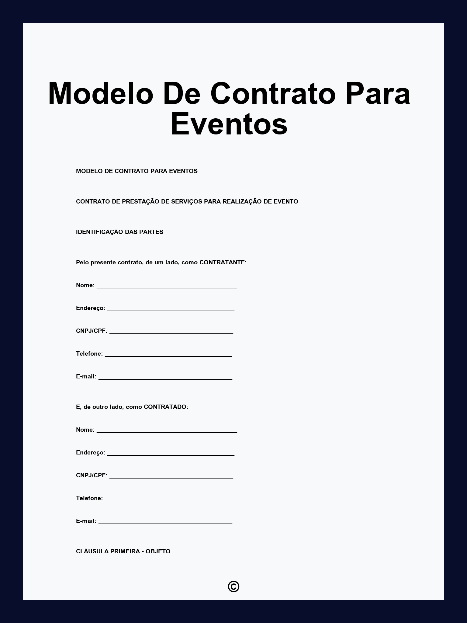 Modelo De Contrato Para Eventos