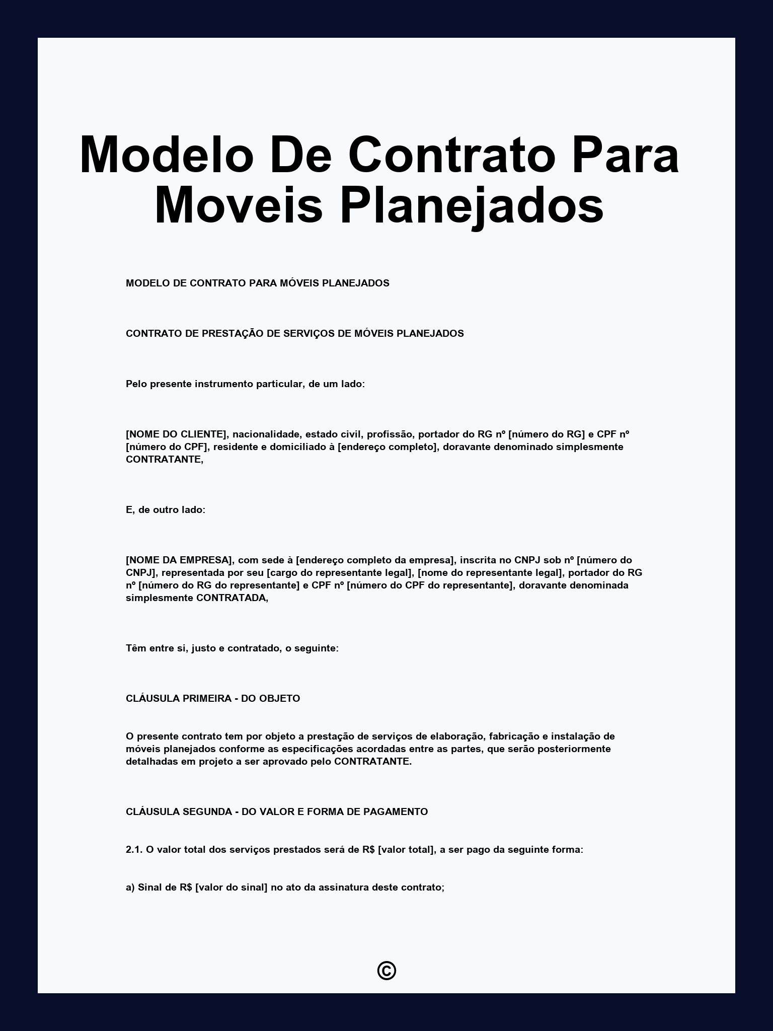 Modelo De Contrato Para Moveis Planejados