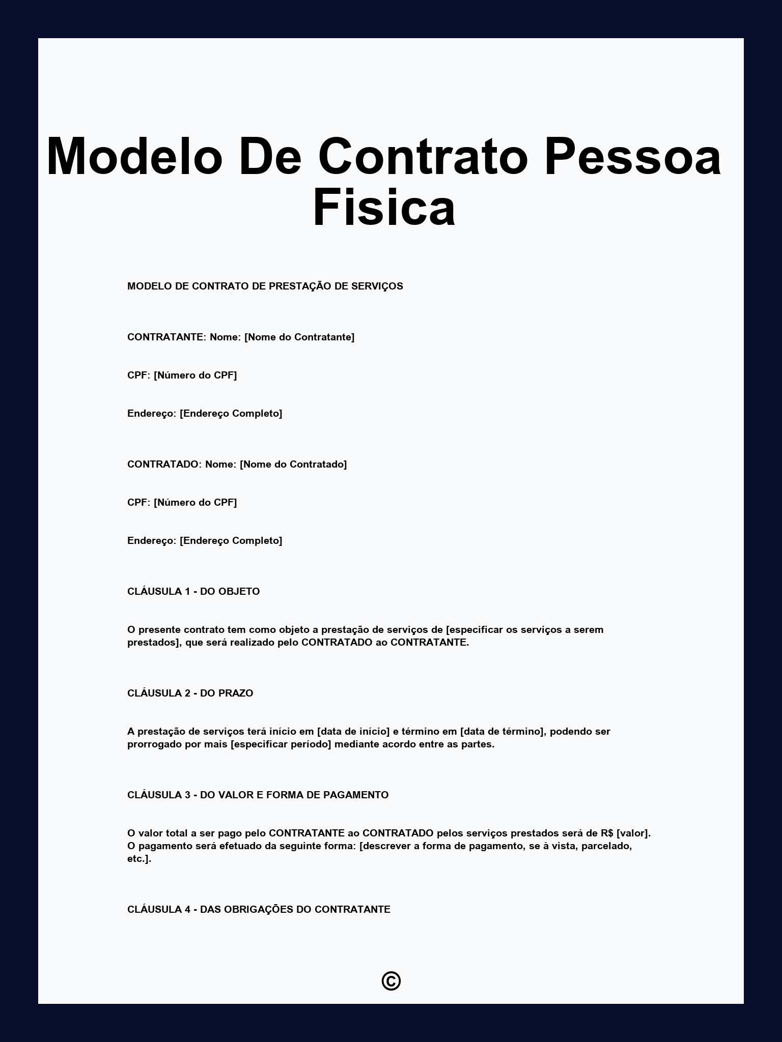 Modelo De Contrato Pessoa Fisica