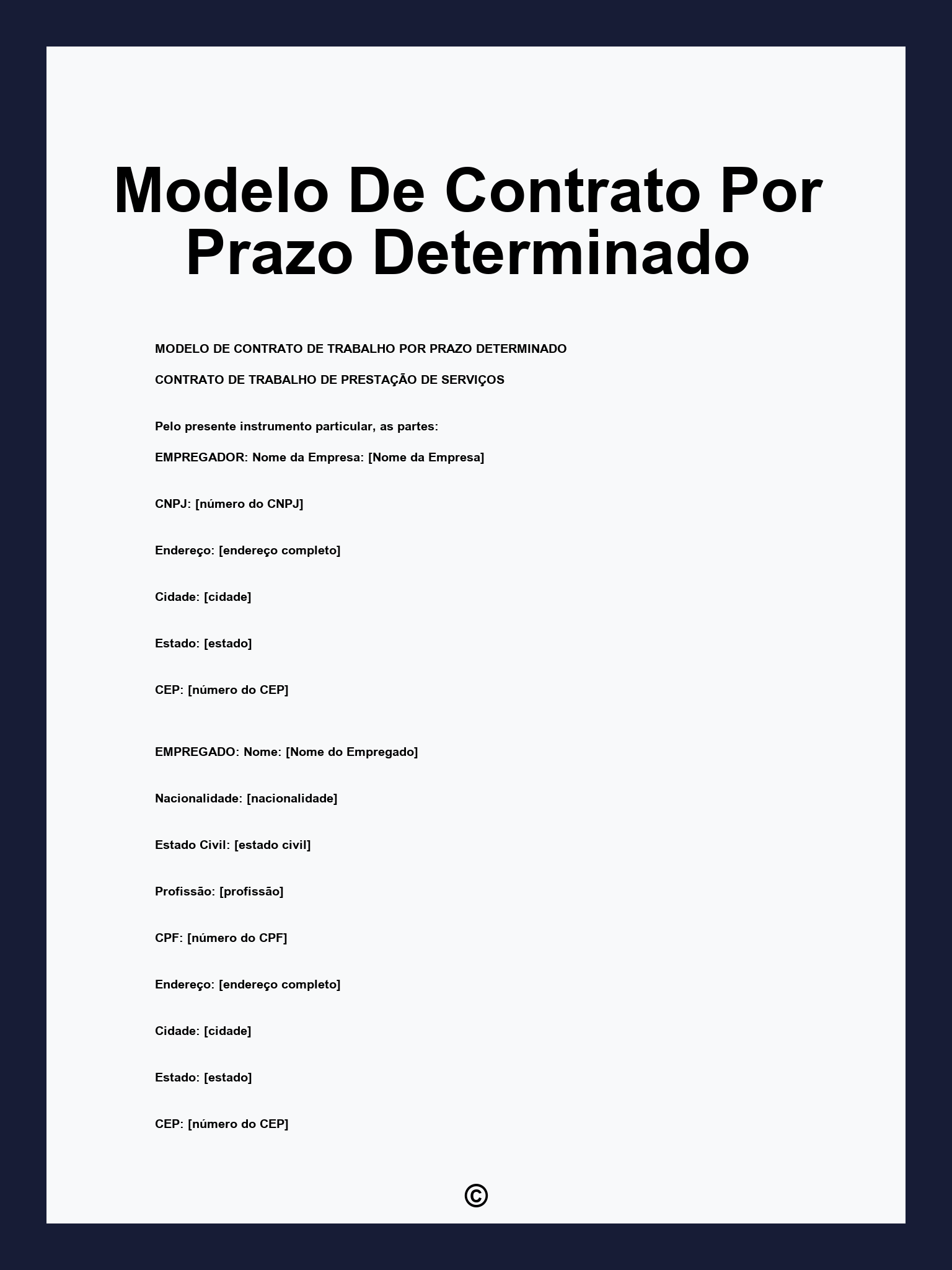 Modelo De Contrato Por Prazo Determinado