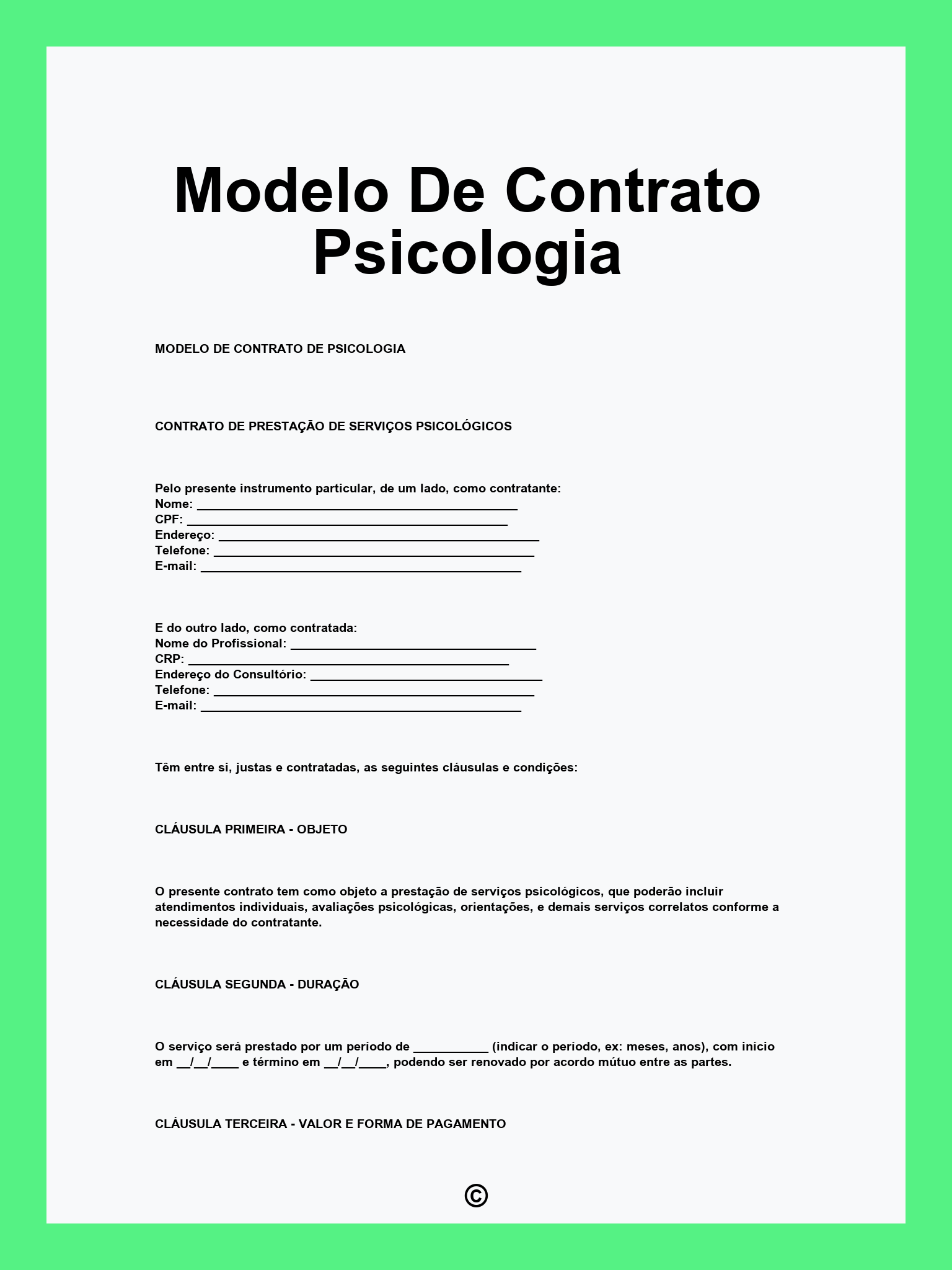 Modelo De Contrato Psicologia