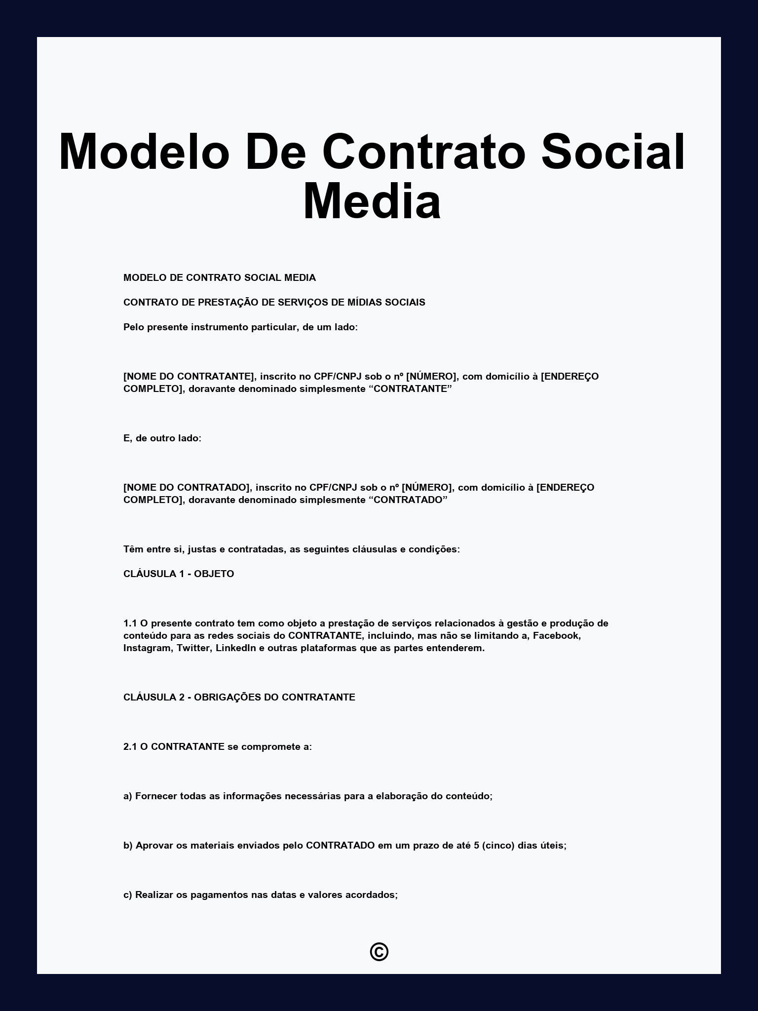 Modelo De Contrato Social Media