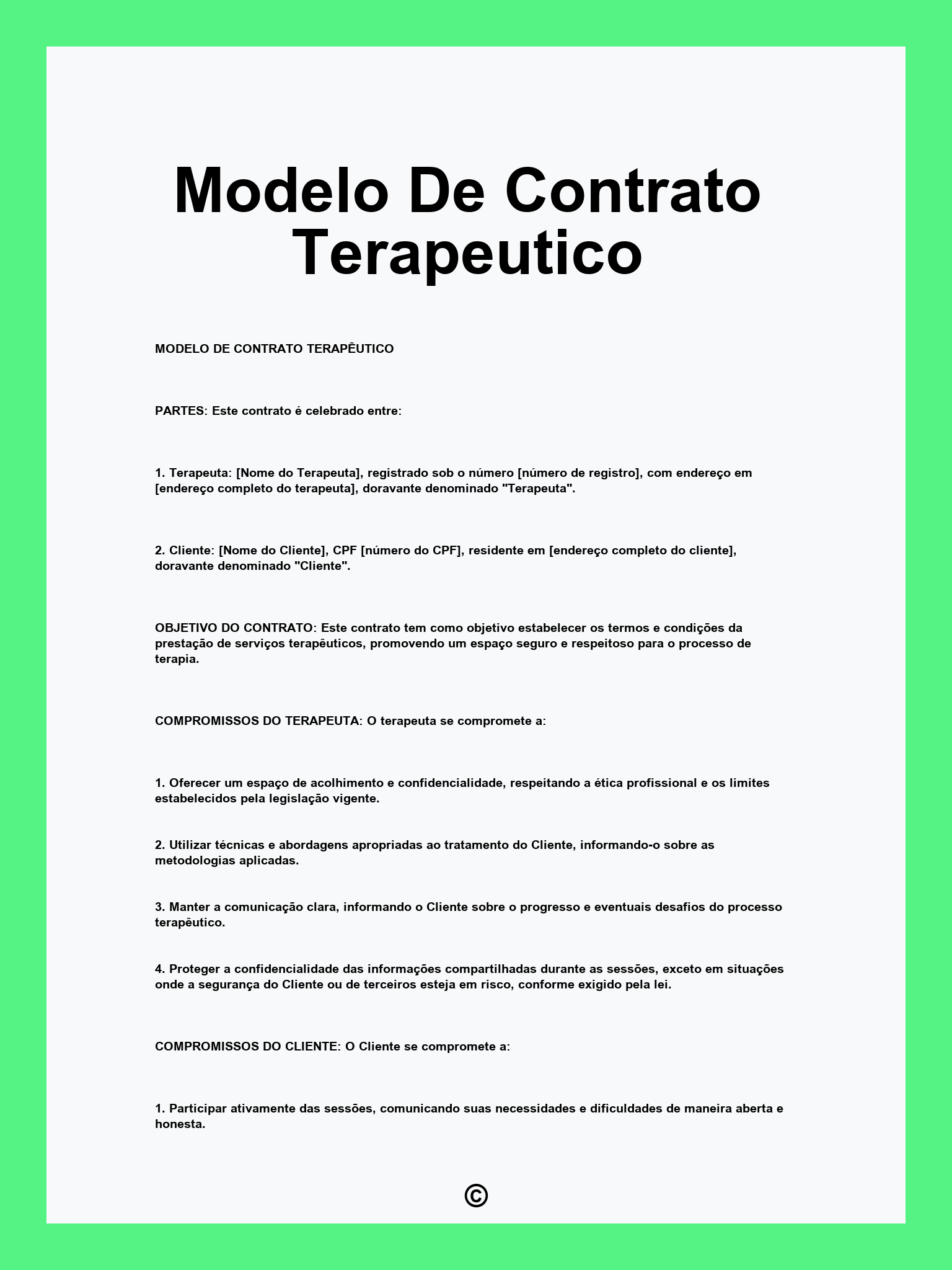 Modelo De Contrato Terapeutico