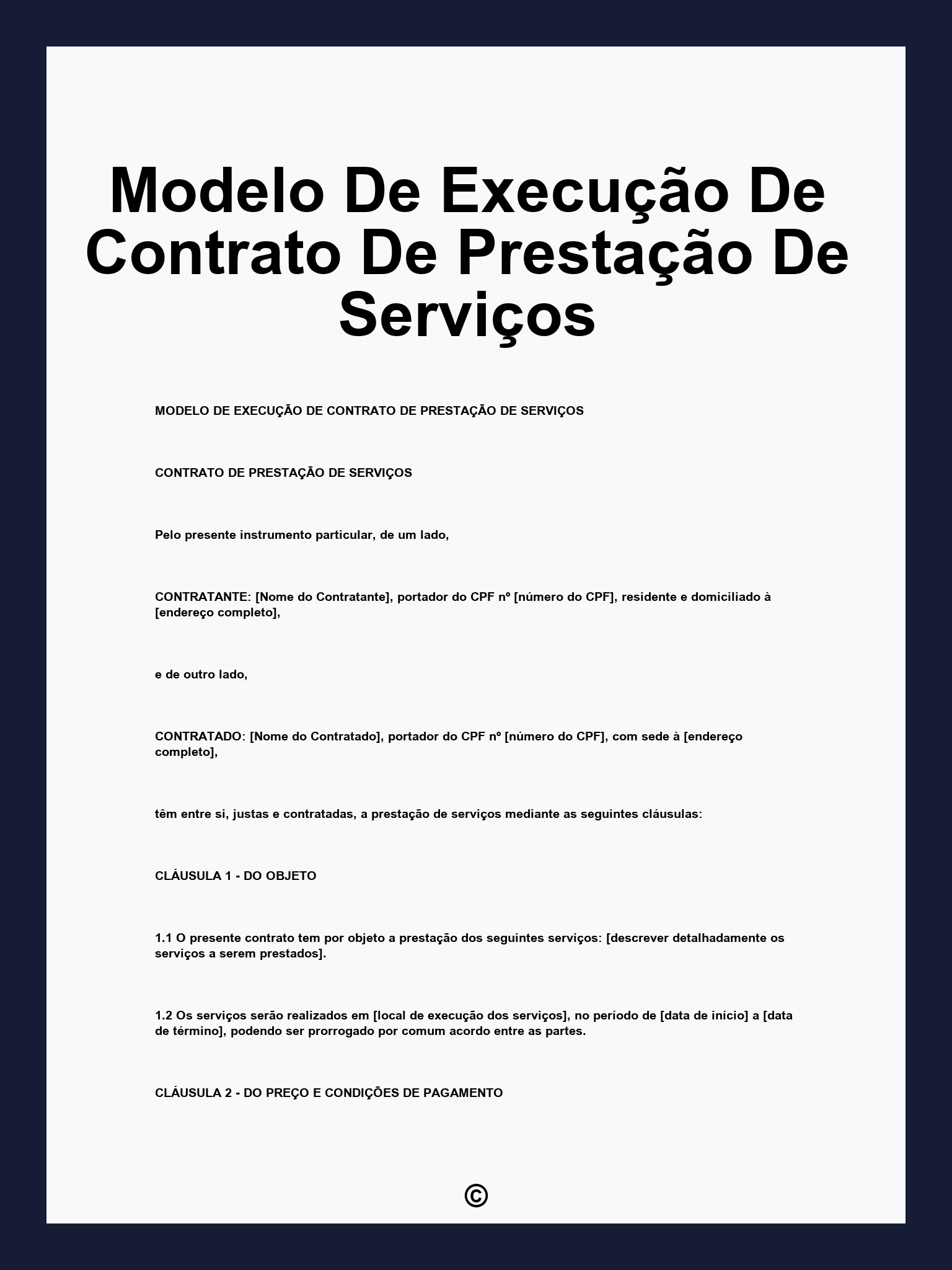 Modelo De Execução De Contrato De Prestação De Serviços