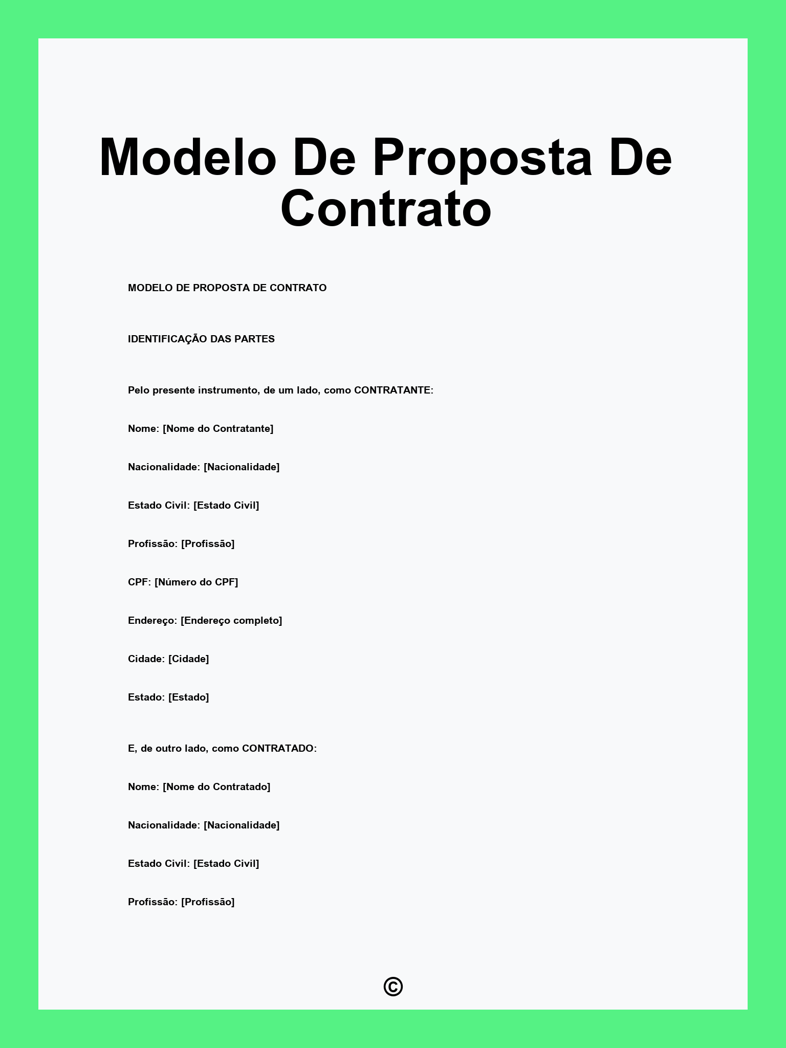 Modelo De Proposta De Contrato