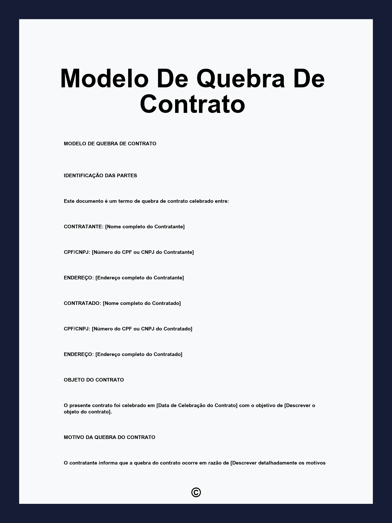 Modelo De Quebra De Contrato